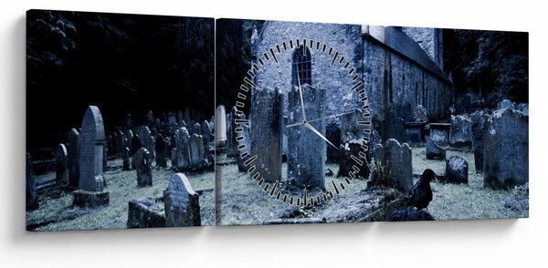 Obraz - Temná noc (s hodinami) (90x30 cm)