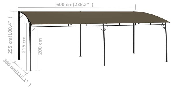 Slunečníkové markýzy 6 x 3 x 2,55 m Taupe 312256