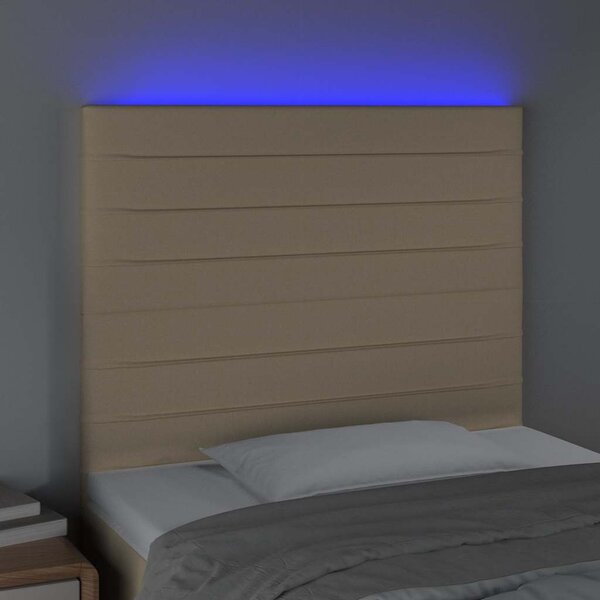 Čelo postele s LED krémové 90x5x118/128 cm textil 3122551