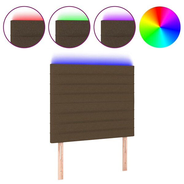 Čelo postele s LED tmavě hnědé 90x5x118/128 cm textil 3122549