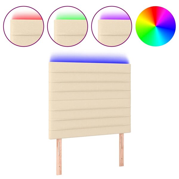Čelo postele s LED krémové 90x5x118/128 cm textil 3122551