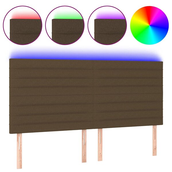 Čelo postele s LED tmavě hnědé 180x5x118/128 cm textil 3122581