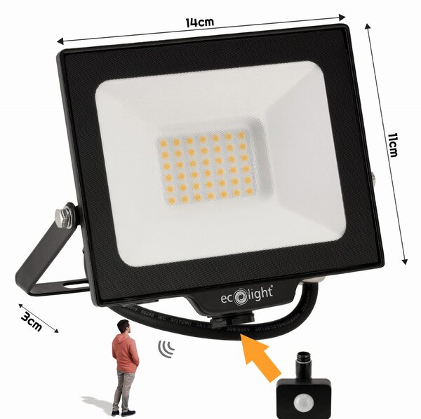ECOLIGHT LED reflektor 30W 2v1 - studená bílá