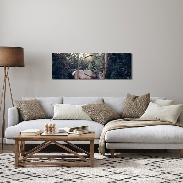 Obraz - Los na mýtině (s hodinami) (90x30 cm)