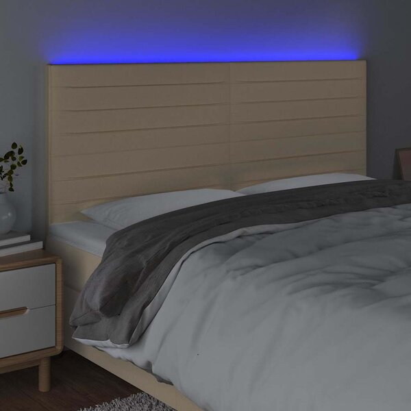 Čelo postele s LED krémové 180x5x118/128 cm textil 3122583