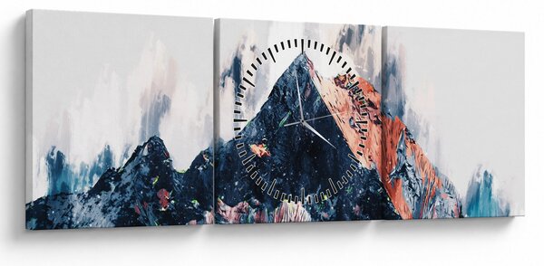 Obraz - Abstraktní hora (s hodinami) (90x30 cm)