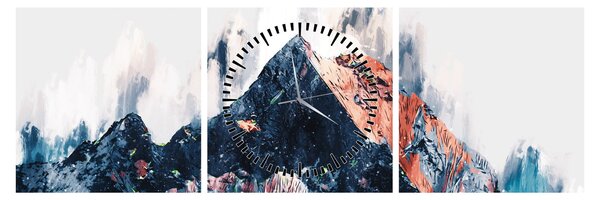 Obraz - Abstraktní hora (s hodinami) (90x30 cm)
