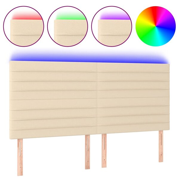 Čelo postele s LED krémové 180x5x118/128 cm textil 3122583
