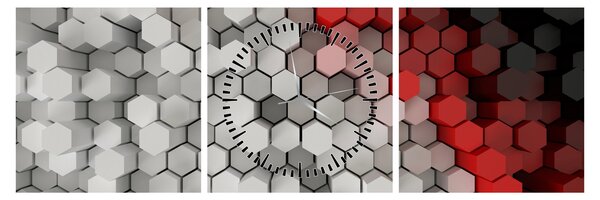 Obraz - 3D hexagony (s hodinami) (90x30 cm)