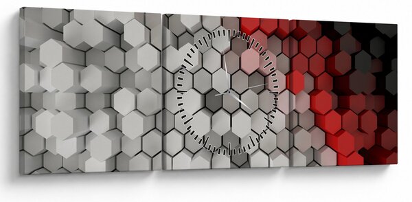 Obraz - 3D hexagony (s hodinami) (90x30 cm)