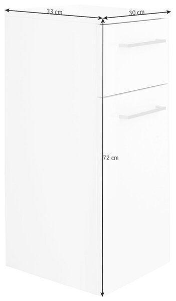 SPODNÍ SKŘÍŇKA, bílá, 30/72/33 cm Xora - Spodní skříňky