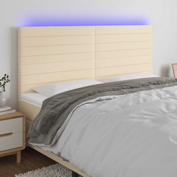 Čelo postele s LED krémové 180x5x118/128 cm textil 3122583