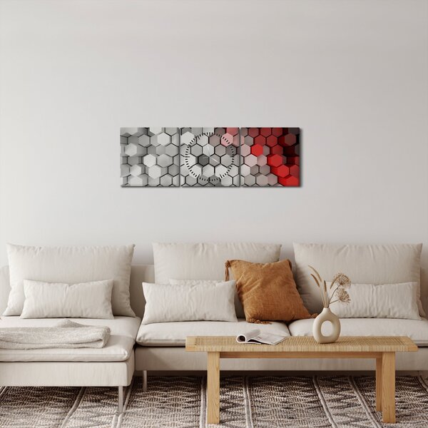 Obraz - 3D hexagony (s hodinami) (90x30 cm)