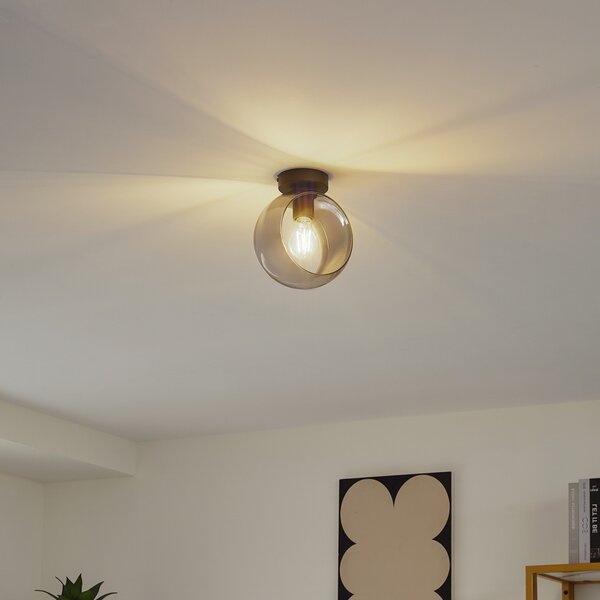 Stropní Lampa Lindby, Roton, stmívatelné, Šedá, Obývací pokoj, Sklo, Moderní