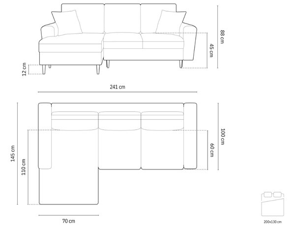 -25 % Dny MOMENTI– Cosmopolitan Design Manšestrová rozkládací pohovka Kyoto 241 cm, levá