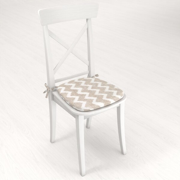 Biante Oblý podsedák Porto PRT-006 Režný cik-cak - 39x37x3 cm