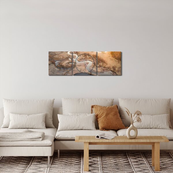 Obraz - Úsvit nad meandry (s hodinami) (90x30 cm)