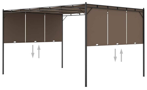 Zahradní altán s bočním závěsem 4 x 3 x 2,25 m taupe 312264