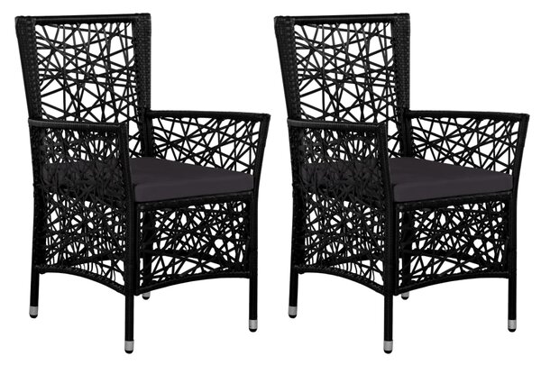 Zahradní židle 2 ks s poduškami polyratan černé