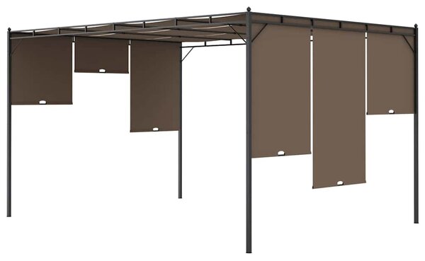 Zahradní altán s bočním závěsem 4 x 3 x 2,25 m taupe 312264
