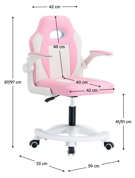 Dětská otočná židle ODELIO (růžová + bílá)