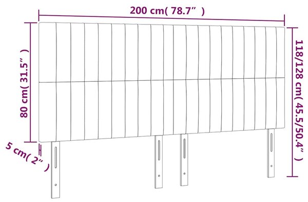 Čelo postele s LED černé 200x5x118/128 cm samet 3122730