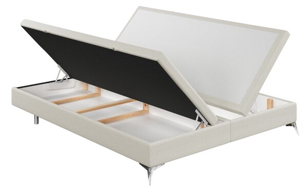 Maison de Rêve Světle béžová čalouněná dvoulůžková postel FIR 140 x 200 cm s úložným prostorem