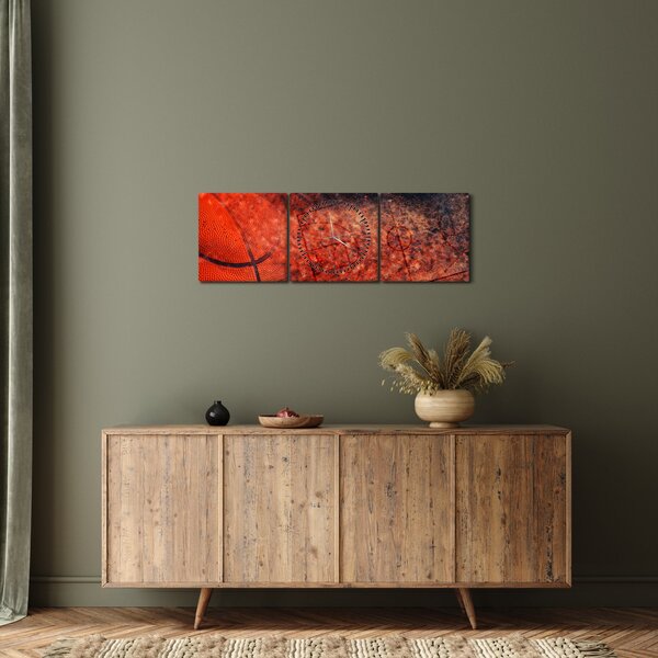 Obraz - Basketbalový míč (s hodinami) (90x30 cm)