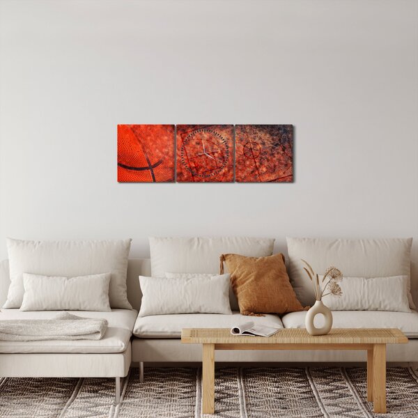 Obraz - Basketbalový míč (s hodinami) (90x30 cm)