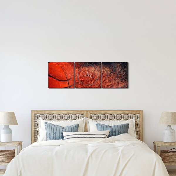 Obraz - Basketbalový míč (s hodinami) (90x30 cm)