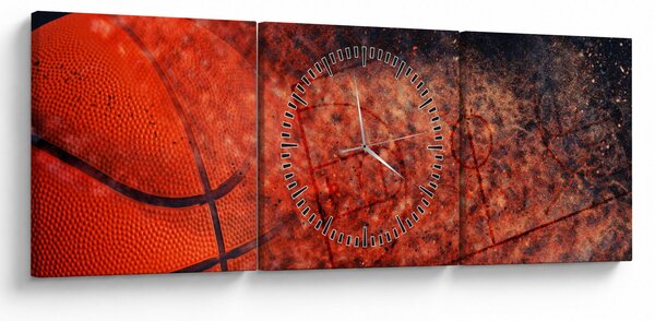 Obraz - Basketbalový míč (s hodinami) (90x30 cm)