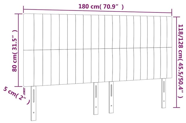 Čelo postele s LED světle šedé 180x5x118/128 cm samet 3122722