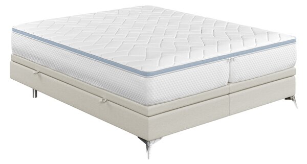 Maison de Rêve Světle béžová čalouněná dvoulůžková postel FIR 140 x 200 cm s úložným prostorem
