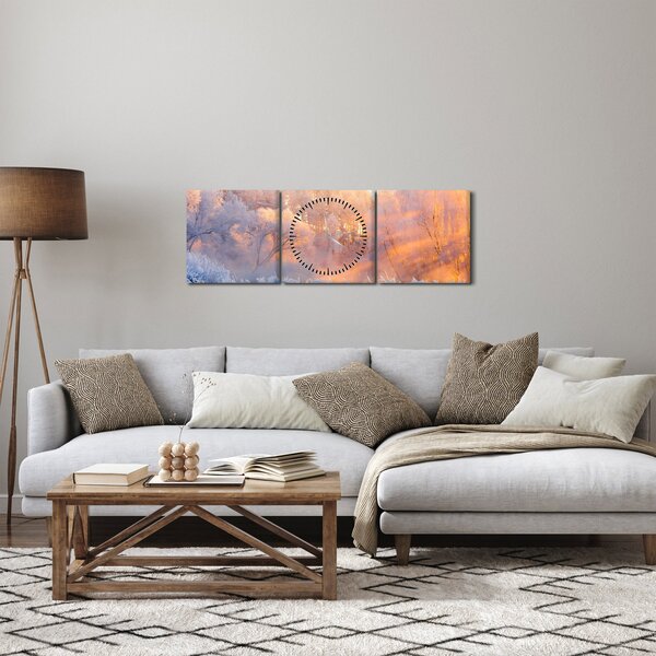 Obraz - Mrazivé svítání (s hodinami) (90x30 cm)