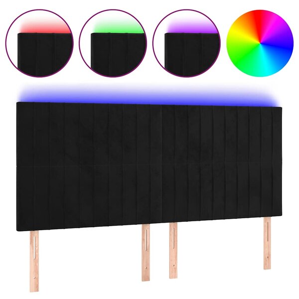 Čelo postele s LED černé 200x5x118/128 cm samet 3122730