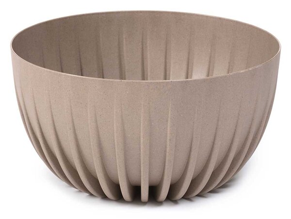 PLASTOVÝ KVĚTINÁČ STRIPPED ECO SADA 2KS 16X30 CM+15X24 CM BÉŽOVÁ