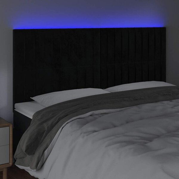 Čelo postele s LED černé 200x5x118/128 cm samet 3122730