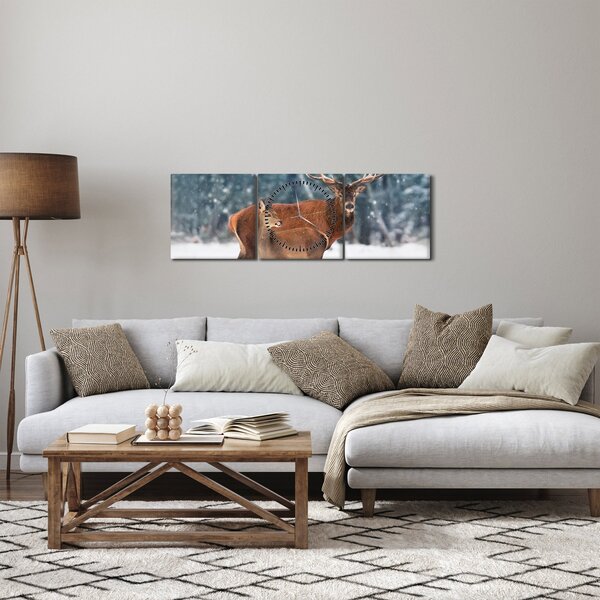 Obraz Jelena s laní (s hodinami) (90x30 cm)