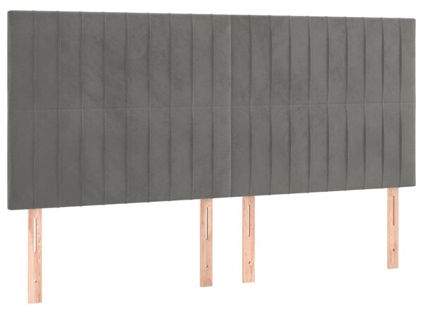 Čelo postele s LED světle šedé 180x5x118/128 cm samet 3122722