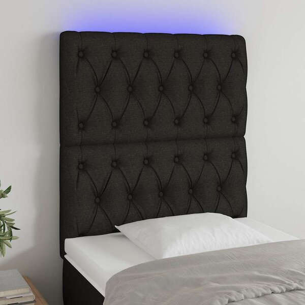 Čelo postele s LED černé 80x7x118/128 cm textil 3122736
