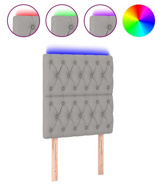 Čelo postele s LED světle šedé 80x7x118/128 cm textil 3122734