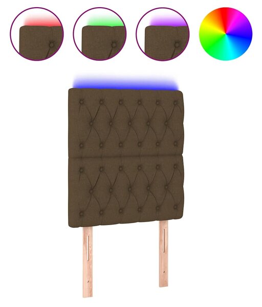 Čelo postele s LED tmavě hnědé 80x7x118/128 cm textil 3122737