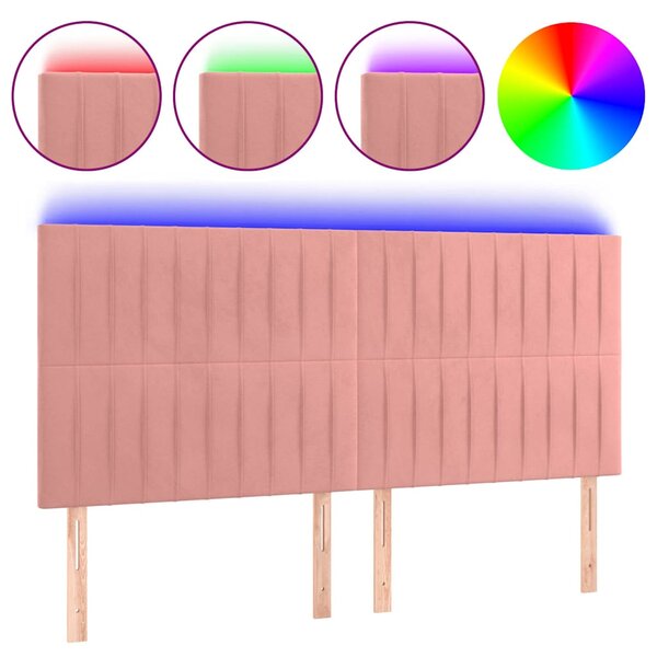 Čelo postele s LED růžové 200x5x118/128 cm samet 3122733