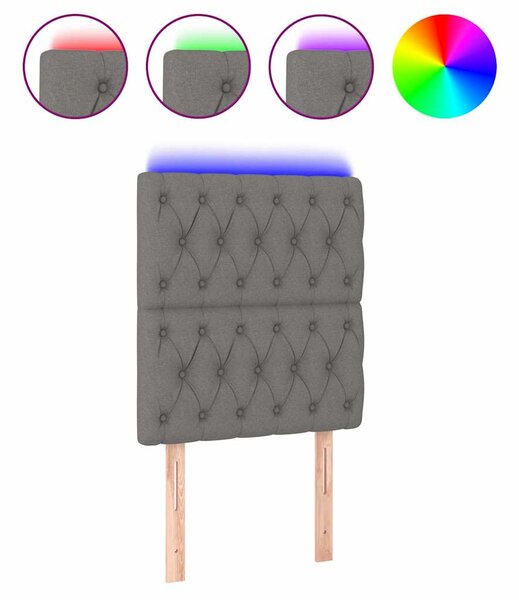 Čelo postele s LED tmavě šedé 80x7x118/128 cm textil 3122735