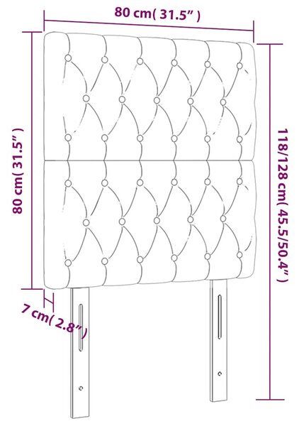 Čelo postele s LED krémové 80x7x118/128 cm textil 3122739