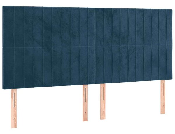 Čelo postele s LED tmavě modré 160x5x118/128 cm samet 3122720