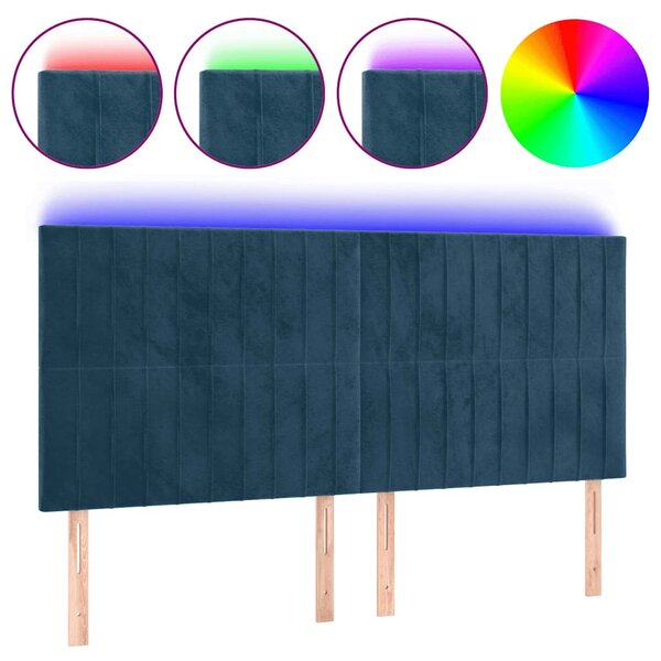 Čelo postele s LED tmavě modré 160x5x118/128 cm samet 3122720