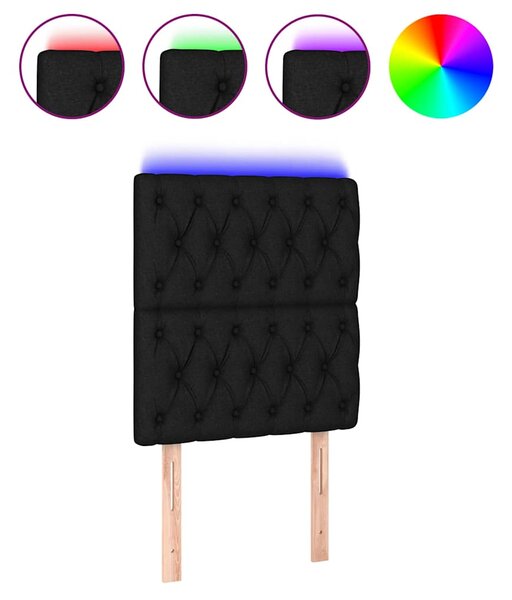 Čelo postele s LED černé 80x7x118/128 cm textil 3122736