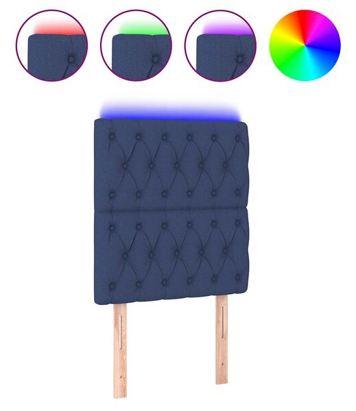 Čelo postele s LED modré 80x7x118/128 cm textil 3122740