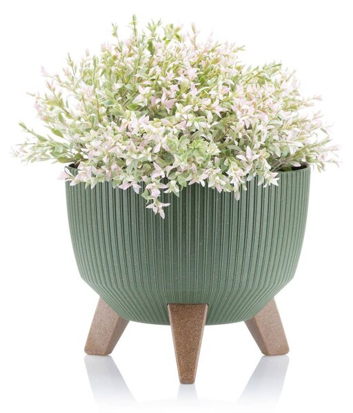 PLASTOVÝ KVĚTINÁČ ROSA LINEA ECO SADA 2KS 15X24,3 CM+18,3X29,2 CM ZELENÁ